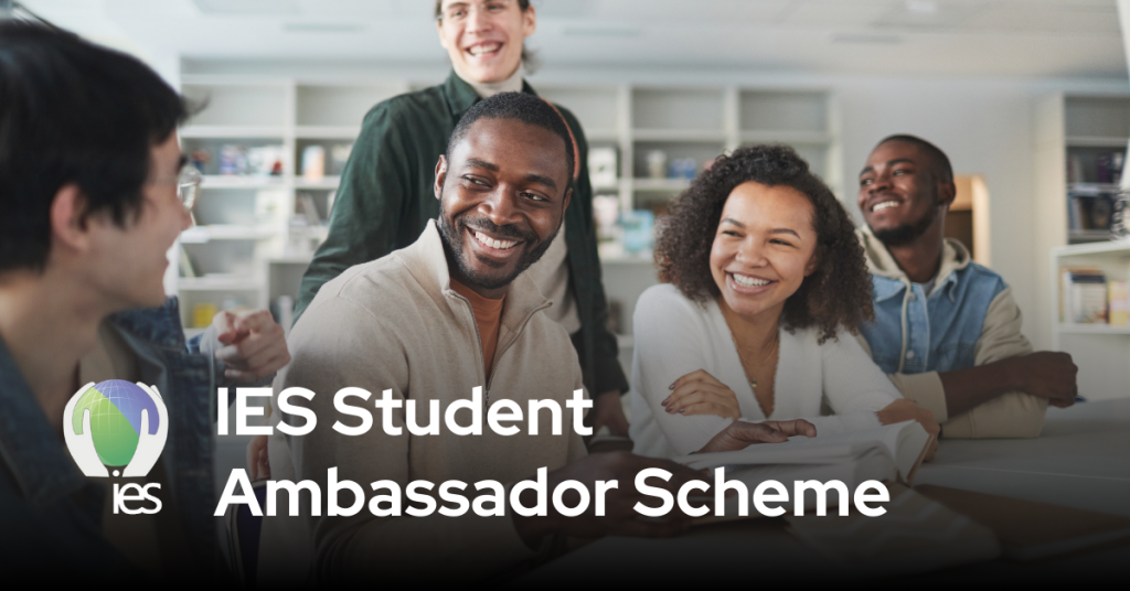 IES Student Ambassador text overlay on picture of students