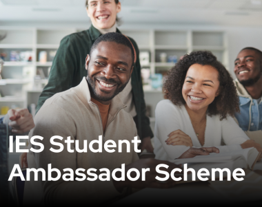 IES Student Ambassador text overlay on picture of students