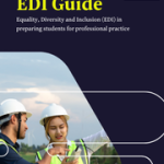 CEDHE EDI Guide cover, picture of two environmental professionals using monitoring equipment