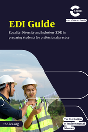 CEDHE EDI Guide cover, picture of two environmental professionals using monitoring equipment